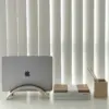 Vertical laptop stand dock, Laptop holder for desk organization | Aesthetic desk accessory| Perfect Fathers day gift. - Image 2