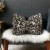 Boho Cheetah Faux Fur Decorative Bow Pillow